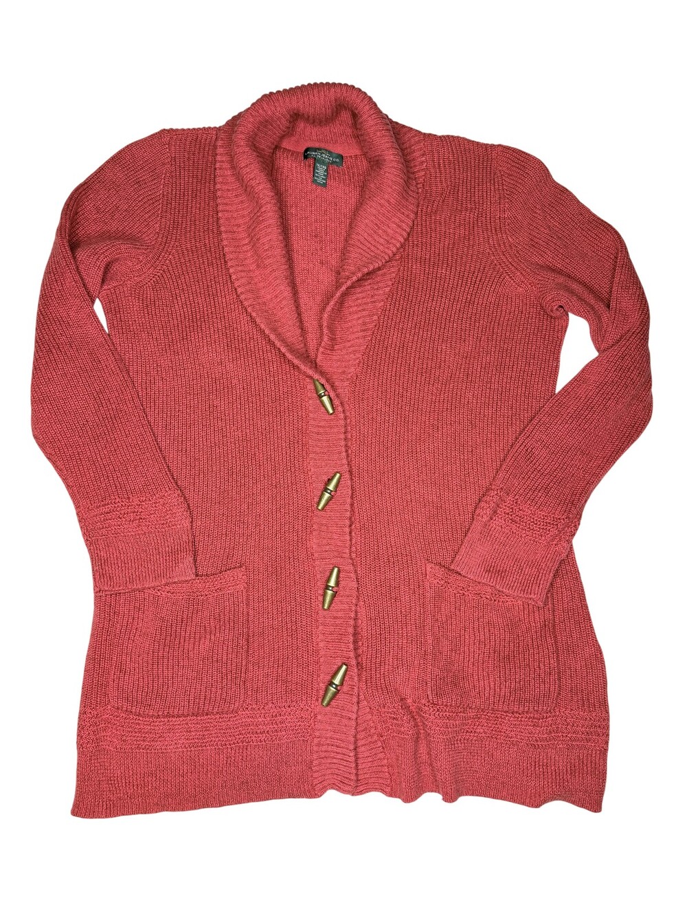 Lauren Ralph Lauren Sweater Womens 1X Red Linen Cotton Shawl Collar Cardigan
